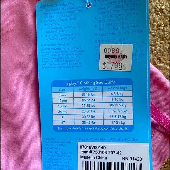 I Play Baby Rashguard BRAND NEW - Picture 3 of 3